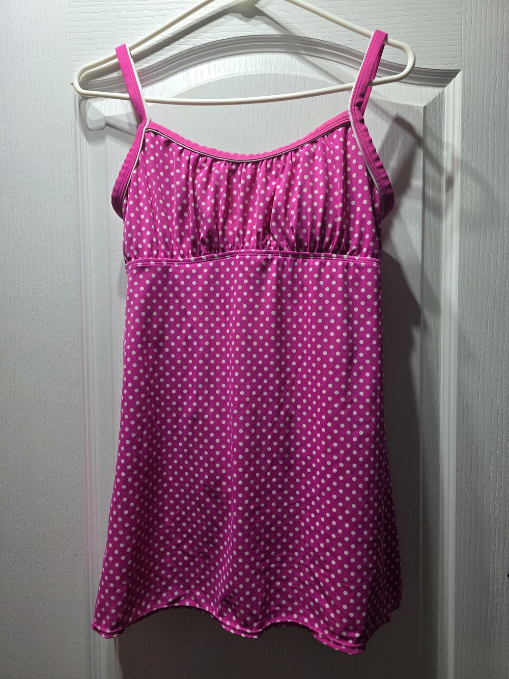 Kim Rogers Hot Pink Polka Dot One-Piece Swimsuit Dress